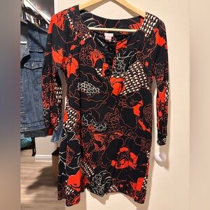 Chic Black and Red Floral Women's Dress